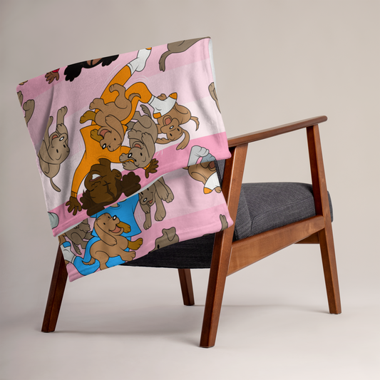 Kidflava Kids™ Giggles and Puppies throw blanket pink